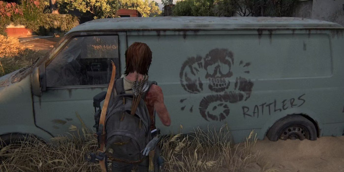 Ellie olhando van dos Rattlers em The Last of Us Parte II