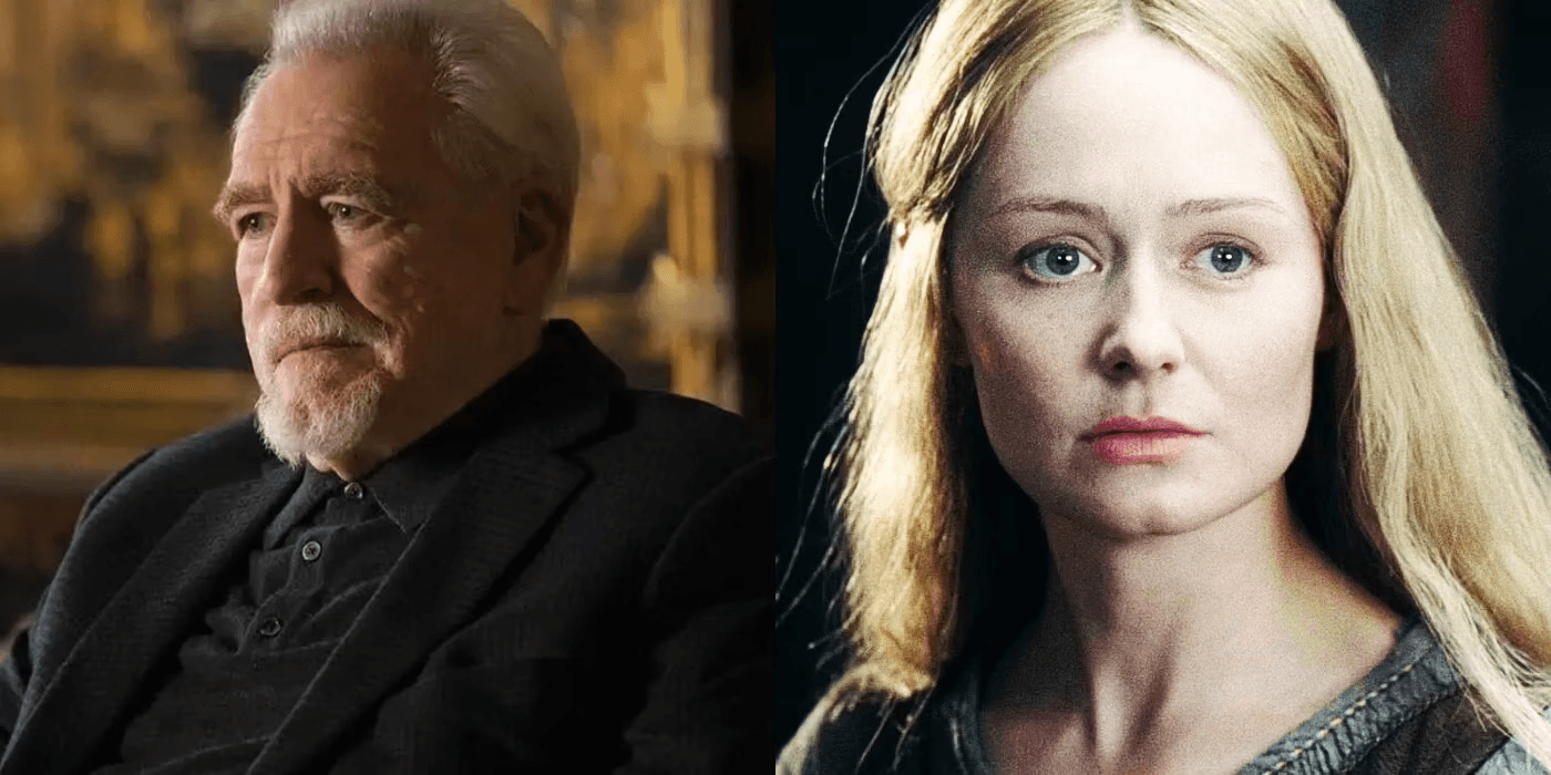 Imagem do ator Brian Cox e da atriz Miranda Otto, que estão no elenco de Senhor dos Anéis War of the Rohirrim