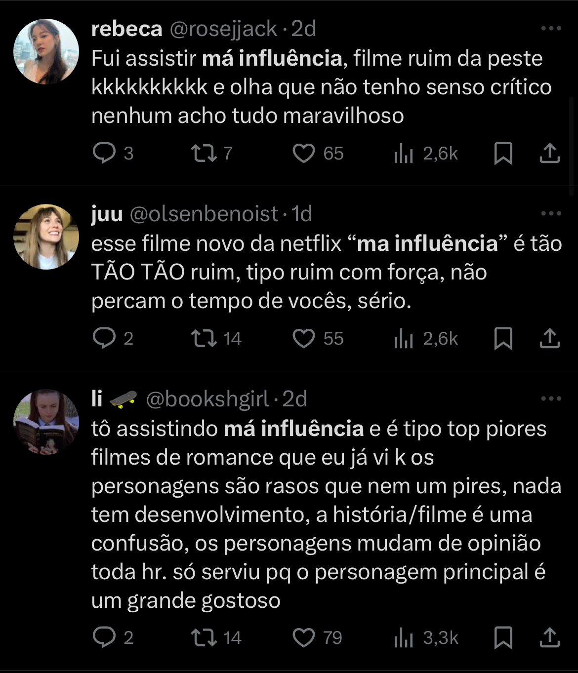 Reação Mala Influencia Twitter 